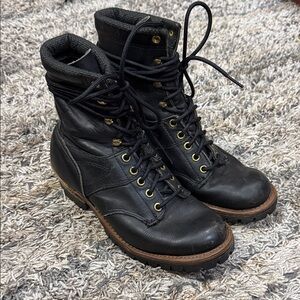 GOLDEN RETRIEVER WOMENS BIKER / LOGGER BOOT 9M Black sz 6.5